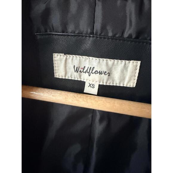 Wildflower Women's Black Faux Leather Jacket with Grey Hoodie Insert XS - Picture 3 of 6